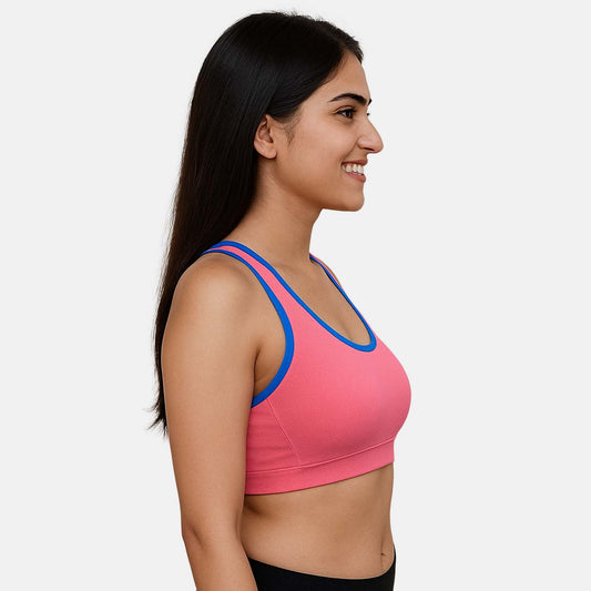 Envie Padded Non-Wired Full Coverage Sports Bra - NVB1050 (Salmon Rose)