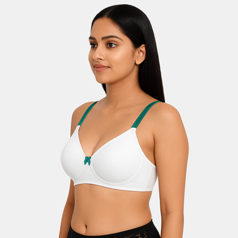 Envie Padded Non Wired Moulded 3/4th Coverage T-shirt Bra - NVB1140 (Green White)