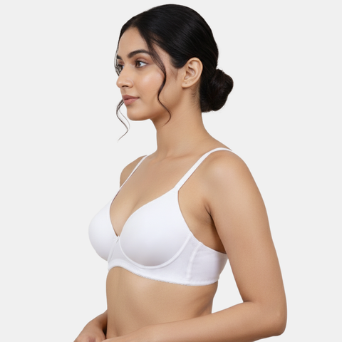 Envie Padded Non Wired Moulded 3/4th Coverage T-shirt Bra - NVB1143 (White)
