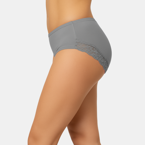 Envie Mid Rise 3/4th Coverage Lace Hipster - NVP2064 (Grey Melange)