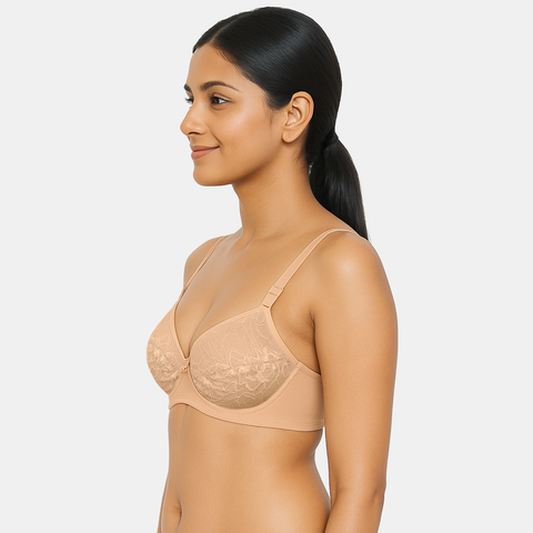 Envie Non-Padded Non-Wired 3/4th Coverage Lace Bra - NVB1133 (Skin)