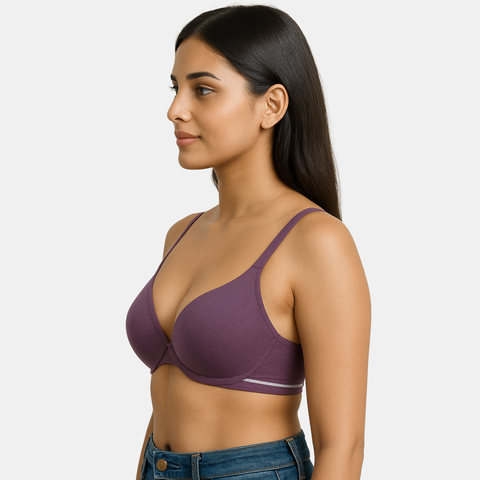 Envie Padded Wired Demi Cup Bra (Pack of 3) - NVBDEMI (Grey Melange -Black- Dark Purple)