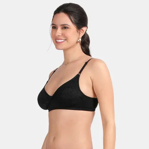 Envie Non-Padded Non-Wired 3/4th Coverage Lace Bra - NVB1133 (Black)