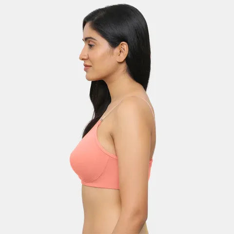 Soft peach minimiser bra Envie cotton spandex non padded comfortable bra for women