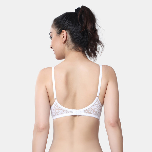 Envie Non-Padded Non-Wired 3/4th Coverage T-Shirt Lace Bra - NVB1090 (White)