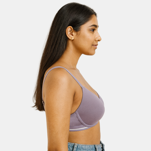 Envie Padded Wired Demi Cup Bra (Pack of 2) - NVBDEMI (Grey Melange - Light Purple)