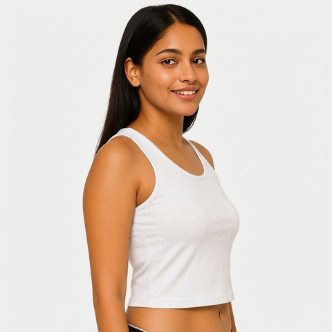 Envie Regular Fit U Neck Short Length Camisole Tank Top - NVC3033 (White)