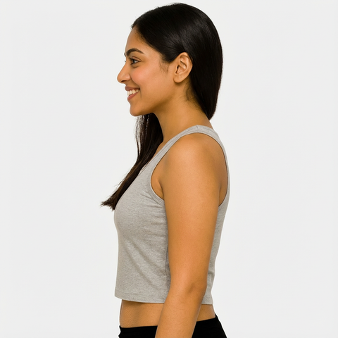 Envie Regular Fit U Neck Short Length Camisole Tank Top - NVC3033 (Grey Melange)