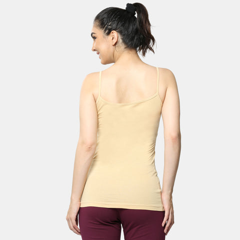 Envie Regular Fit Round Neck Short Length Lace Neckline Camisole - NVC3026 (Nude)