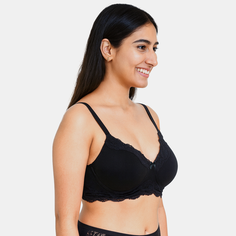 Envie Padded Non-Wired 3/4th Coverage Lace Bra - NVB1151 (Black)