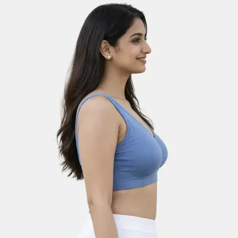 Envie Non-Padded Non-Wired Full Coverage Sleeping Bra - NVB1022 (Blue)