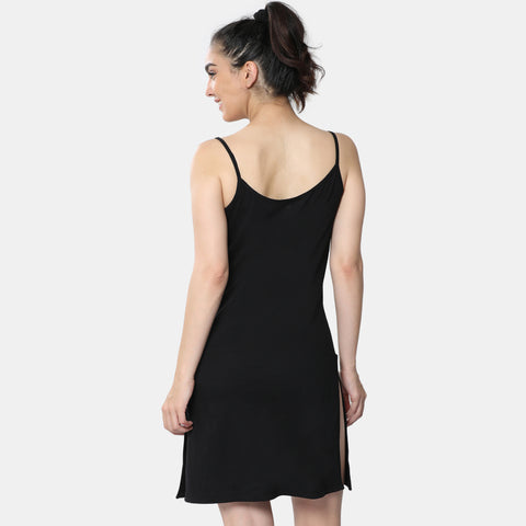 Envie Relaxed Fit Scoop Neck Thigh Length Kurta Slip - NVC3027 (Black)