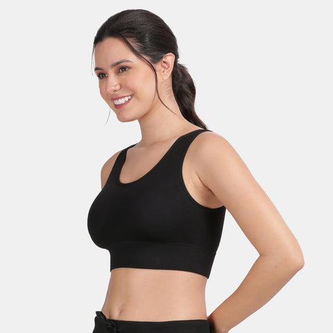Envie Padded Non-Wired Full Coverage Sports Bra With Removable Padding - NVB1127 (Black)