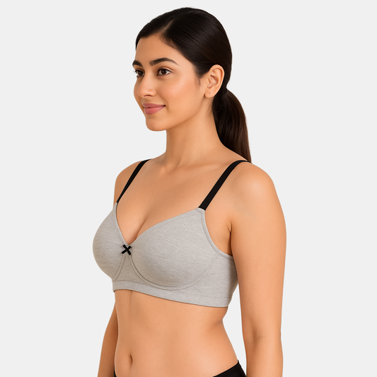 Envie Padded Non Wired Moulded 3/4th Coverage T-shirt Bra - NVB1140 (Grey Melange Black)
