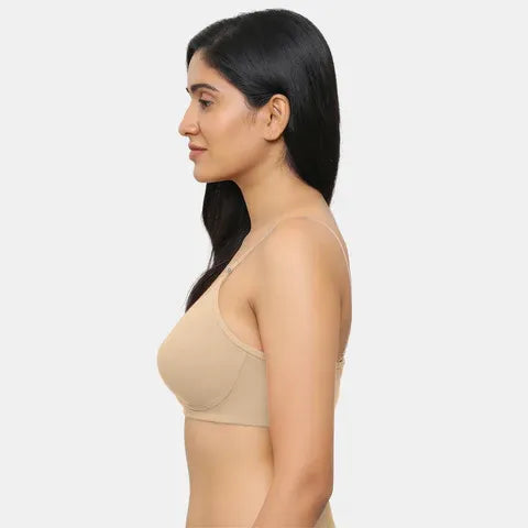 Nude non padded minimiser bra Envie non wired 3/4th coverage cotton spandex bra
