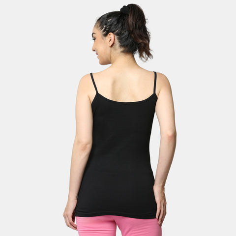 Envie Regular Fit Round Neck Short Length Lace Neckline Camisole - NVC3026 (Black)