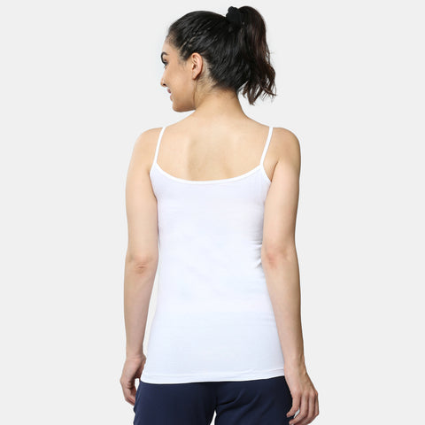 Envie Regular Fit Round Neck Short Length Lace Neckline Camisole - NVC3026 (White)