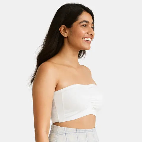 Envie bandeau bra non padded non wired medium coverage NVB1144 white strapless seamless comfort bra for women