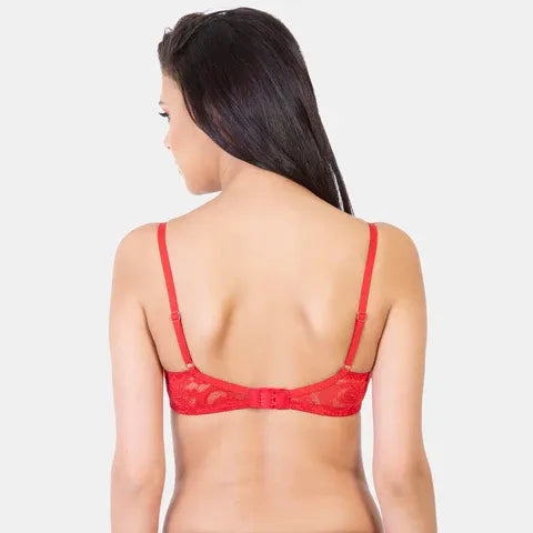 Envie Non-Padded Non-Wired Full Coverage Minimiser Lace Bra - NVB1034 (Maroon)