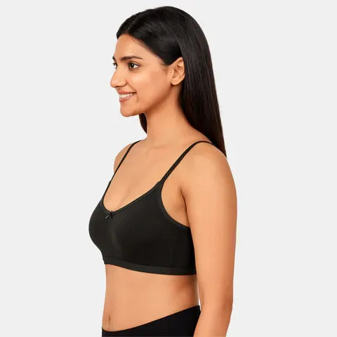 Black T-shirt bra Envie non padded non wired moulded 3/4th coverage comfortable everyday bra
