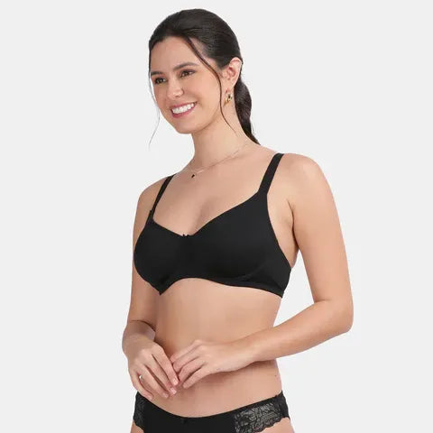 Comfortable black T-shirt bra Envie wired non padded 3/4th coverage everyday bra