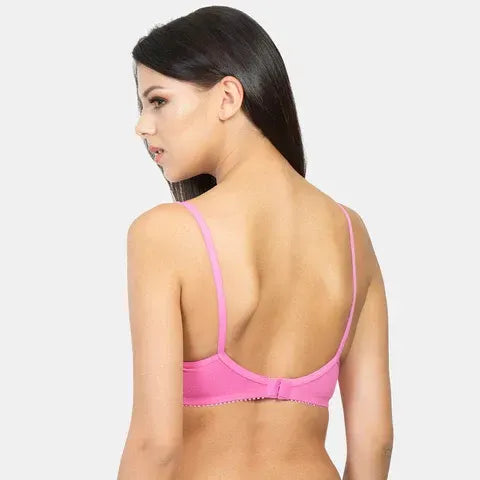 Non padded non wired minimiser bra Envie NVB1001 pink breathable fabric everyday support bra for women