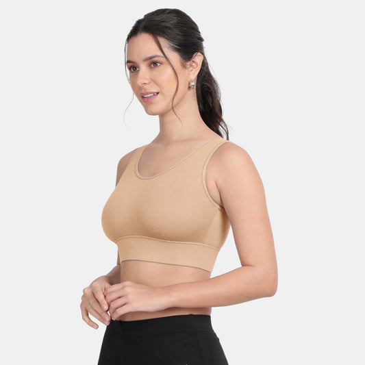 Envie Padded Non-Wired Full Coverage Sports Bra With Removable Padding - NVB1127 (Nude)