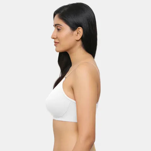 White 3/4th coverage minimiser bra Envie non padded non wired smooth daily wear lingerie
