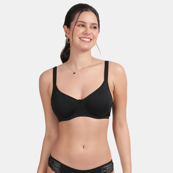 Envie Non-Padded Wired 3/4th Coverage T-Shirt Bra With Low Rise Half Rear Coverage Bikini - ST1132-2060NVY