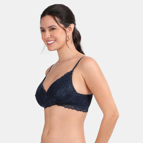 Envie Padded Non-Wired 3/4th Coverage Lace Bra - NVB1131 (Navy)