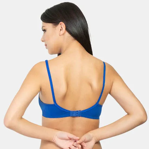 Non padded non wired minimiser bra Envie NVB1001 sapphire breathable fabric everyday support bra for women