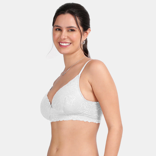 Envie Padded Non-Wired 3/4th Coverage Lace Bra - NVB1131 (White)