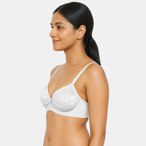 Envie Non-Padded Non-Wired 3/4th Coverage Lace Bra - NVB1133 (White)