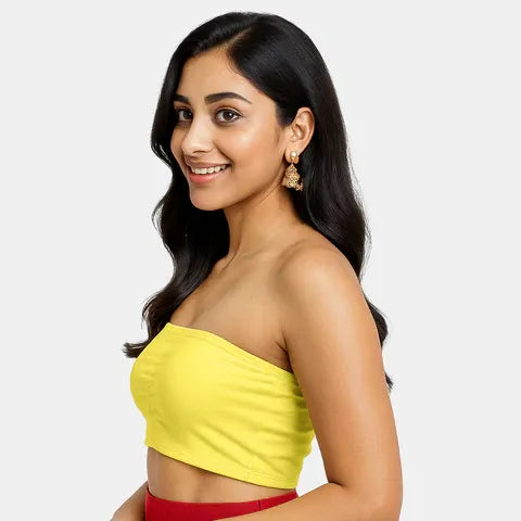 Seamless yellow bandeau bra Envie medium coverage lightweight comfortable bra for tube tops and dresses