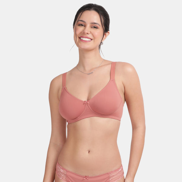 Envie Non-Padded Wired 3/4th Coverage T-Shirt Bra With Low Rise Half Rear Coverage Bikini - ST1132-2060(Mauve Mist)