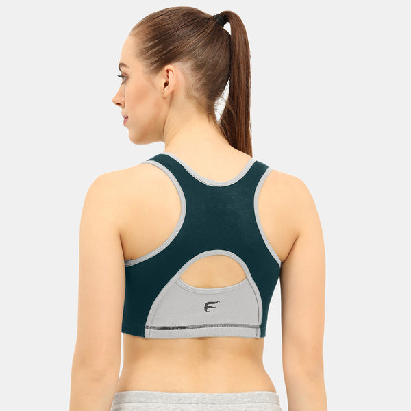 Envie Padded Non-Wired Full Coverage Sports Bra - NVB1051 (Dk Teal Grey Melange)