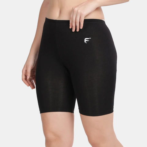 Envie Pack of 2 Hugged Fit Thigh Length Cycling Shorts - NVS5019 (Black)