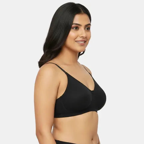 Seamless black minimiser bra Envie 3/4th coverage non wired lightweight smooth finish bra for women