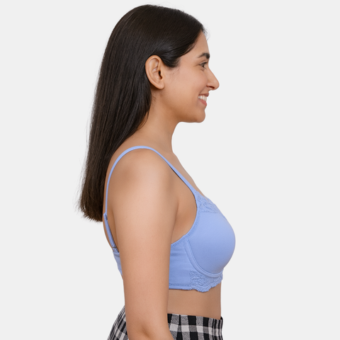 Envie Padded Non-Wired 3/4th Coverage Lace Bra - NVB1151 (Powder Blue)