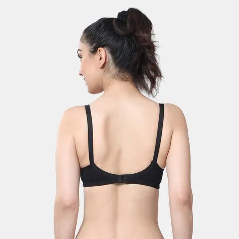 Envie Non-Padded Non-Wired Full Coverage T-Shirt Lace Bra - NVB1088 (Black)