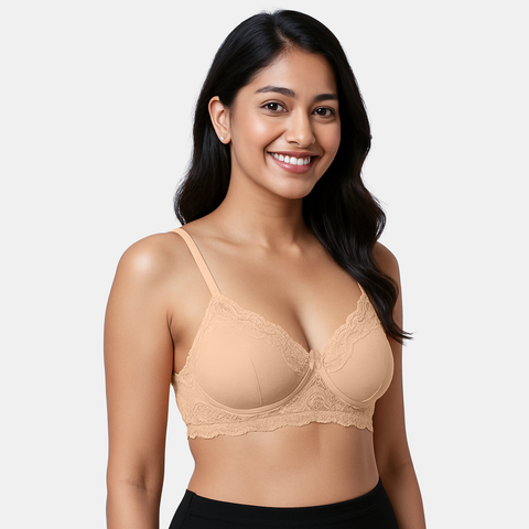 Envie Padded Non-Wired 3/4th Coverage Lace Bra - NVB1151 (Nude)