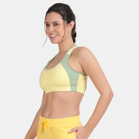 Envie Padded Non-Wired Full Coverage Sports Bra - NVB1051 (Fair Green - Yellow)
