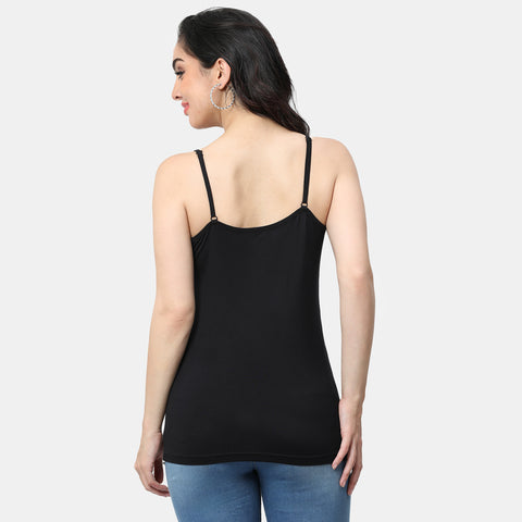 Envie Regular Fit V-Neck Short Length Lace Camisole - NVC3030 (Black)