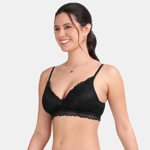 Envie Padded Non-Wired 3/4th Coverage Lace Bra - NVB1131 (Black)