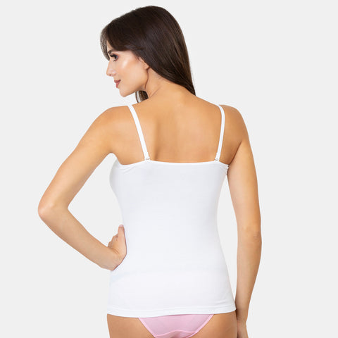 Envie Regular Fit Square Neck Short Length Camisole - NVC3018 (White)