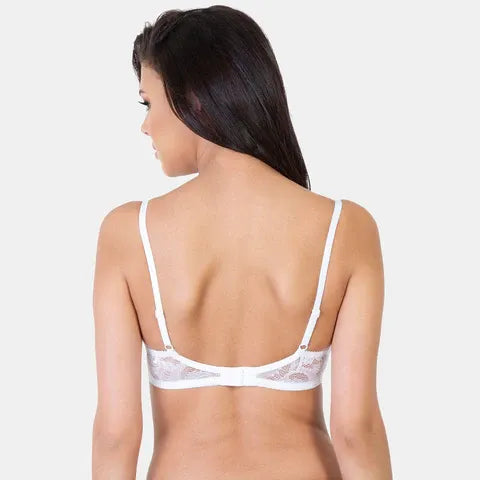 Envie Non-Padded Non-Wired Full Coverage Minimiser Lace Bra - NVB1034 (White)