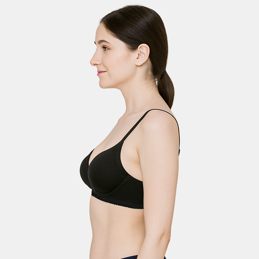 Envie Padded Non Wired Moulded 3/4th Coverage T-shirt Bra - NVB1143 (Black)