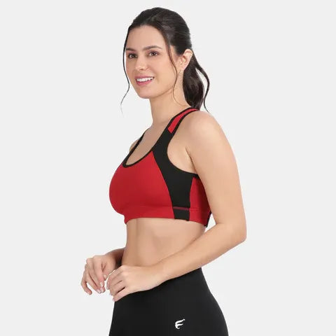 Envie Padded Non-Wired Full Coverage Sports Bra - NVB1051 (Maroon Black)