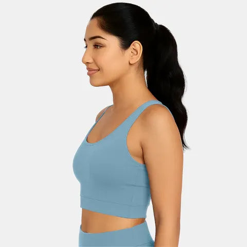 Padded full coverage sports bra in airforce shade by Envie for low to medium impact workouts and daily activewear