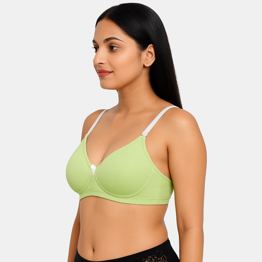 Envie Padded Non Wired Moulded 3/4th Coverage T-shirt Bra - NVB1140 (Fair Green White)